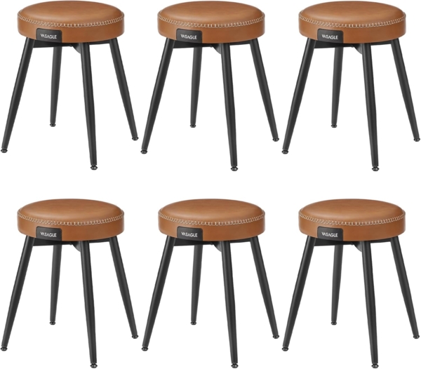 Vasagle Esszimmerstühle (6 St), Sitzhocker, EKHO Series, Kunstleder, 48,2 cm hoch, karamellbraun