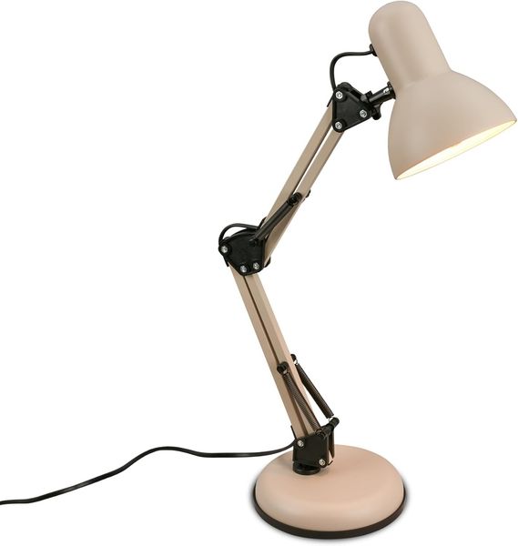 BRILONER - Schreibtischlampe mit Kabelschalter, schwenkbar, E14, max. 25W, Tischlampe, Lampe, Nachttischlampe, Tischleuchte, Deko, Bürolampe, Leselampe Bett, Leselicht, 15,5x53 cm, Beige