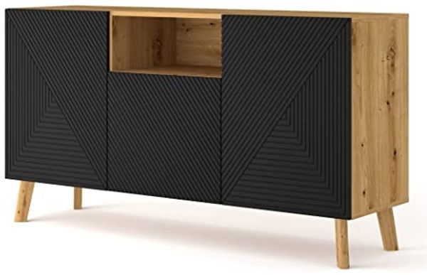 LUXI 3D Kommode 146 cm Artisan Eiche / Schwarz matt