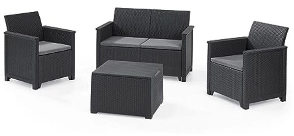 Keter Lounge-Sitzgruppe Emma 4-Sitzer mit Sitzkissen Gartengarnitur