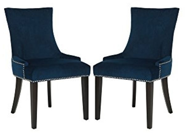 SAFAVIEH Set of 2 Wooden Dining Chairs, in Navy