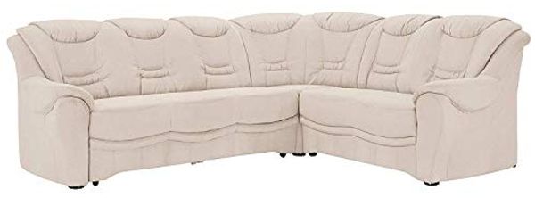 Cavadore Ecksofa Bansa mit Federkern / Polstercouch im klassischen Design / inkl. Bettfunktion / 265 x 94 x 215 / Mikrofaser Creme