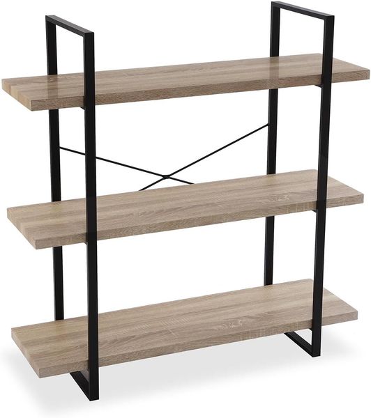 Versa Helsinki Möbel für das Wohnzimmer, Zusatzmöbel, Regale zur Organisation mit 3 Ablagen, Maße (H x L x B) 104 x 100 x 33 cm, Holz und Metall, Farbe Braun