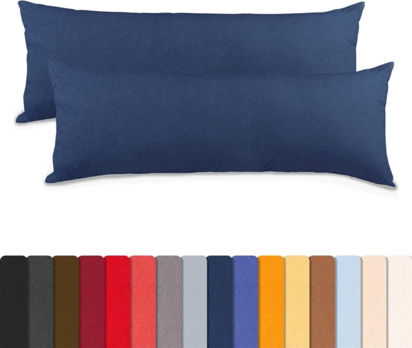 aqua-textil Classic Line Kissenbezug 2er-Set 40x120 cm dunkel blau Baumwolle Seitenschläferkissen Bezug Kissenhülle, Kopfkissenüberzug, Pillowcase, Bettkissen, Kopfkissenbezug, Reißverschluss Bild 2