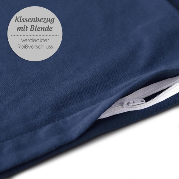 aqua-textil Classic Line Kissenbezug 2er-Set 40x120 cm dunkel blau Baumwolle Seitenschläferkissen Bezug Kissenhülle, Kopfkissenüberzug, Pillowcase, Bettkissen, Kopfkissenbezug, Reißverschluss Bild 4