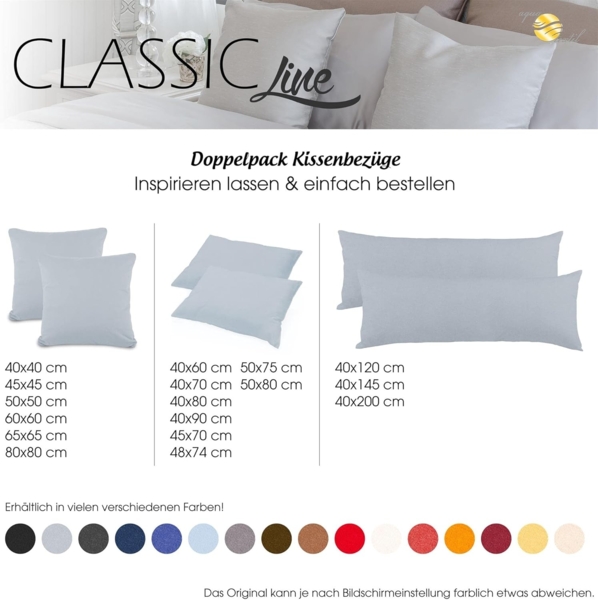 aqua-textil Classic Line Kissenbezug 2er-Set 40x120 cm dunkel blau Baumwolle Seitenschläferkissen Bezug Kissenhülle, Kopfkissenüberzug, Pillowcase, Bettkissen, Kopfkissenbezug, Reißverschluss Bild 7