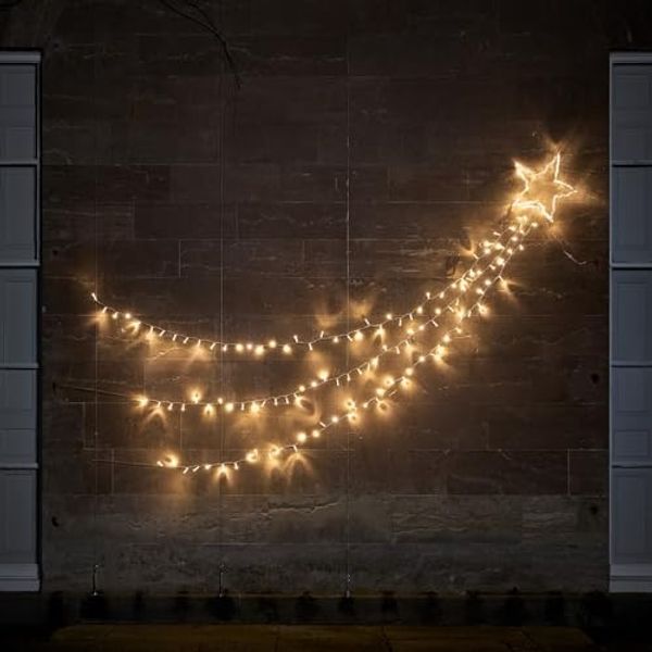 Lights4fun LED-Stern für außen Weihnachtsdeko außen Bicolor LED Sternschnuppe, LED fest integriert