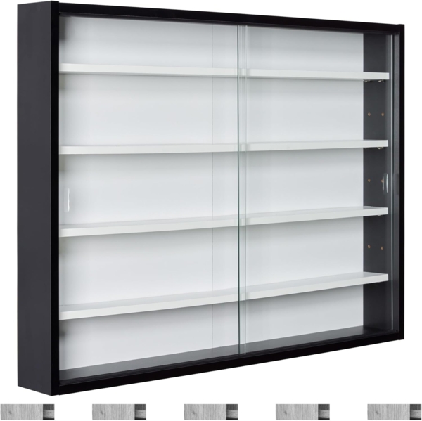 Inter Link Sammlervitrine Hängevitrine Wandregal Glasvitrine Wandvitrine Hängeregal Schaukasten MDF Schwarz und Weiss