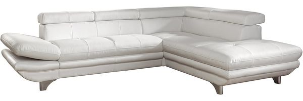 Mivano Ecksofa Enterprise / Trendige Ledercouch in L-Form mit Bettfunktion / Kopfstützen und Armteil verstellbar / 273 x 75 x 238 / Kunstleder: weiß