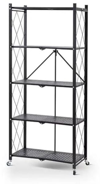 FOXSPORT Standregal mit Rollen (Zweierset), 2er-Set, Komplett-Set, Traglast von 20 kg pro Ebene, mit 5 Ablagen, Schwerlastregal, Küchenregal, 72x37x163cm