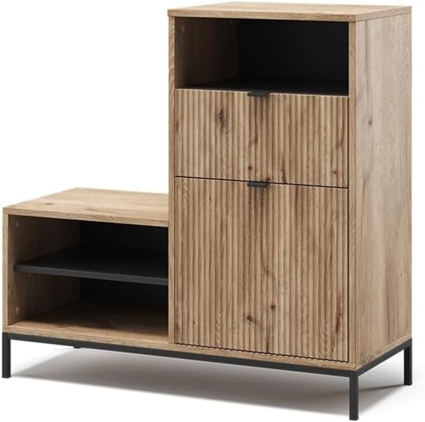 Schuhschrank Eliza Viking Oak 100 x 98.5 cm mit Tür und Schublade Vicco