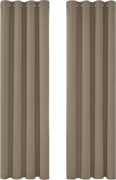 Deconovo Blickdichte Gardinen Ösenvorhang gegen Kälte Blickdicht Vorhang Verdunkelung, 260x140 cm(HöhexBreite), Taupe, 2er Set