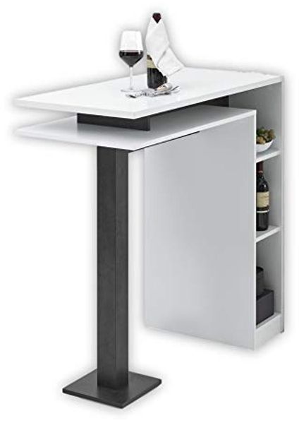 Bartisch BAY Theke Tisch Bistrotisch Weiß / Beton dunkel / schwarz ca. 108 x 103 x 50 cm
