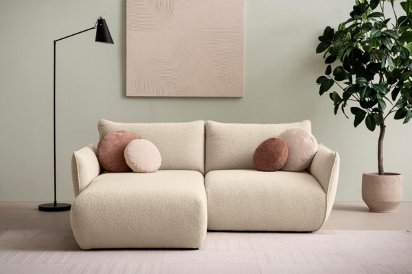DOMO. collection Ecksofa 800 022, kleines Modulsofa in L-Form mit Taschenfederkern und attraktiver Biese-Naht, Sofa, Polsterecke, Eckcouch 194 x 168 x 79 cm (BxTxH), beige