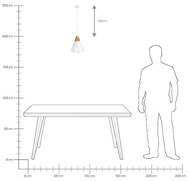'Albano' Hängeleuchte Weiß Metall und Holz mit Schirm in Kegelform Skandinavischer Stil für Wohnzimmer Esszimmer Kücheninsel Bild 6