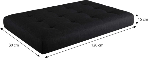 sunnypillow Palettenkissen Kaltschaum Palettenauflage Palettenpolster Palettensofa Sitzkissen Rückenlehne gesteppt Sitzkissen 120 x 60 x 15 cm Black Bild 3