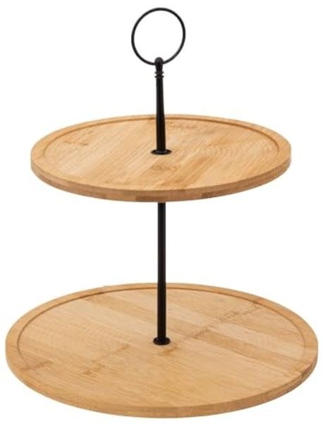 Etagere für Kuchen, Bambus, 2 Etagen, H. 30 cm