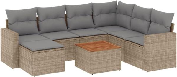 vidaXL 8-tlg. Garten-Sofagarnitur mit Kissen Beige Poly Rattan 3224239