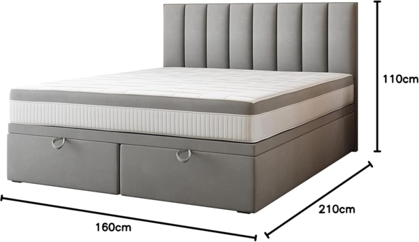 TRADA Boxspringbett BOND mit Taschenmatratze - Elegant Polsterbett mit Zwei Bettkasten (Bett + Materatze), mit zwei Bettkasten - mit Funktion, die das Bettenmachen erleichtert Bild 2