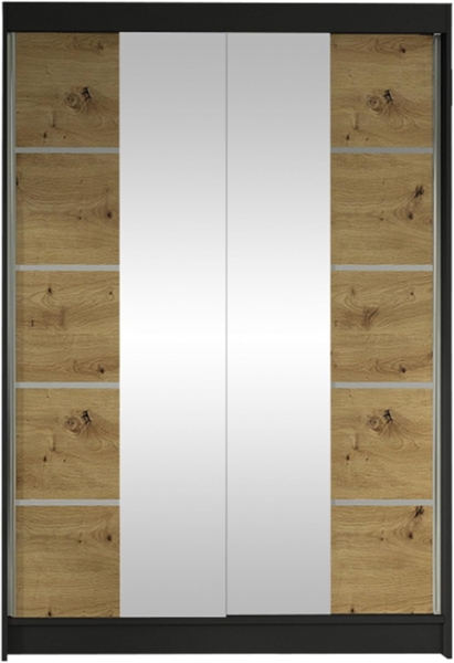 Schiebetürenschrank Lino V (Schwarz / Artisan Eiche, ohne Beleuchtung)