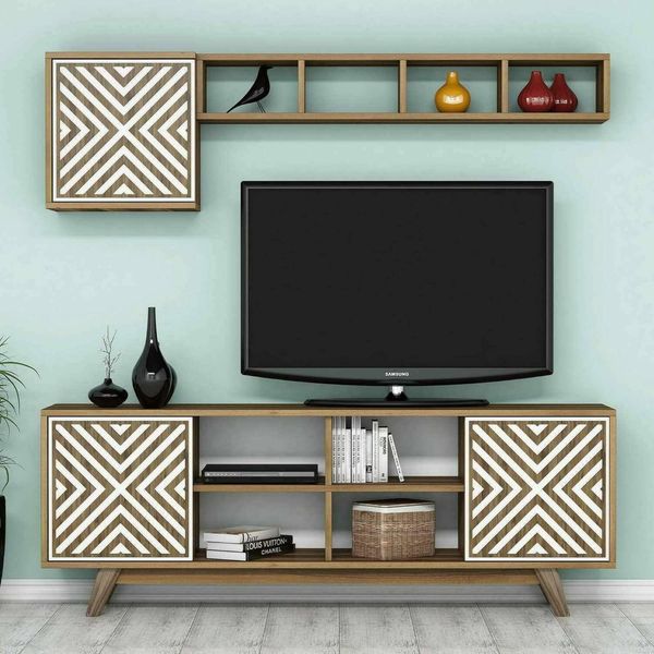 Dmora TV-Schrank Nair 160 x 35 x 56,2 cm Braun 6 Böden 4 Fächer