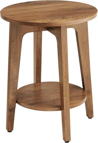 Vasagle runder Beistelltisch mit unterer Ablage, Holzspanplatte Honigbraun, 40x50 cm