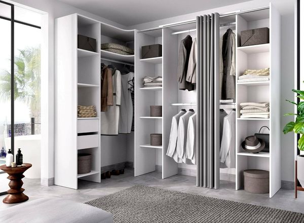 Dmora - Großer Kleiderschrank Bestone, Schlafzimmermöbel, Schrank, Garderobe, 234x141 h205 cm, Weiß