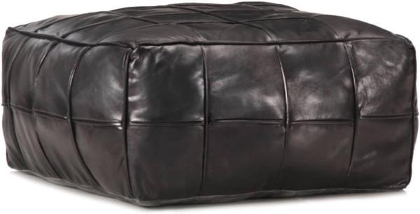 Pouf Schwarz 60 x 60 x 30 cm Echtes Ziegenleder