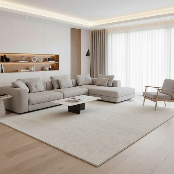 Fashion4Home Teppich Wohnzimmer – Einfarbig Teppich, Uni Teppich fürs Kinderzimmer, Schlafzimmer, Arbeitszimmer, Büro, Flur und Küche - Kurzflor Teppich Cream-Weiß, Größe: 200x290 cm