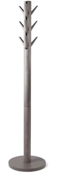 Umbra Flapper Garderobenständer, Kleiderständer, 9 herunterklappbaren Aluminimum-Haken, Holz, Grau-Braun, H 169 cm, 320361-918