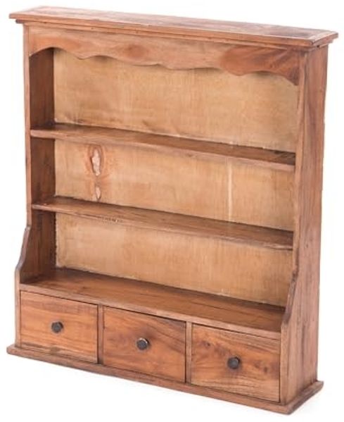 DESIGN DELIGHTS Wandregal WANDREGAL "NELIA", Mahagoni Holz, 62 cm, Küchenregal mit Schubladen