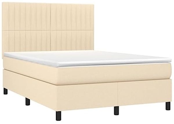 vidaXL Boxspringbett mit Matratze Creme 140x200 cm Stoff, Härtegrad: H2 [3141942]