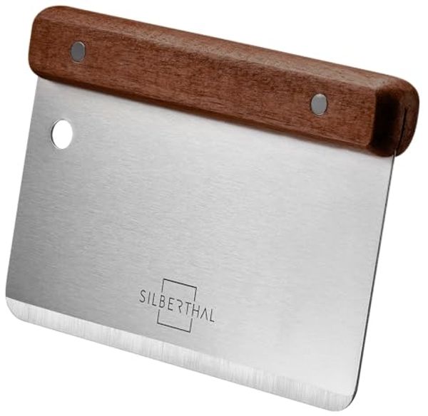 SILBERTHAL Teigschaber Teigkarte Edelstahl 16 cm mit Holzgriff, ideal zum Portionieren, Schneiden & Schaben