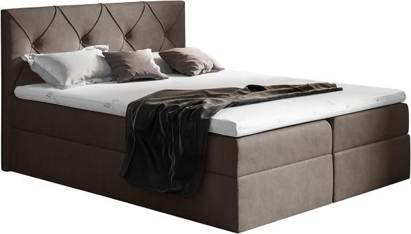 99rooms Arian Boxspringbett Velours 160 x 200 cm Braun