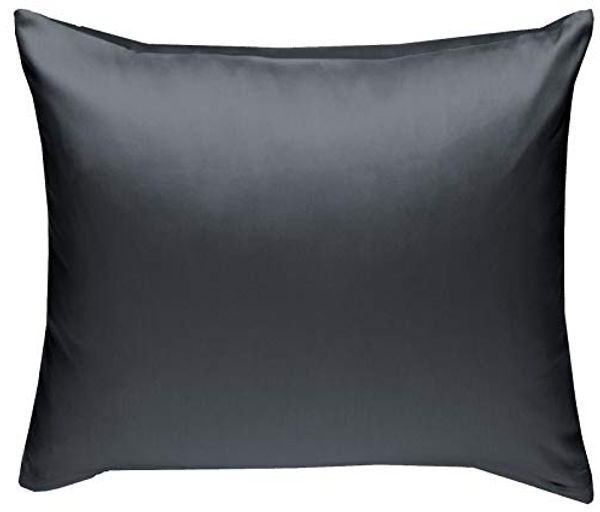 Bettwaesche-mit-Stil Mako-Satin / Baumwollsatin Bettwäsche uni / einfarbig dunkelgrau Kissenbezug 50x50 cm
