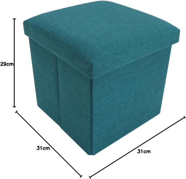 Rebecca Mobili Puff Würfelsitz faltbar, Ottomane mit Stauraum, Hellblau Türkis, Stoff – Maße: 29 x 31 x 31 cm (HxLxB) - Art. RE6172 Bild 3