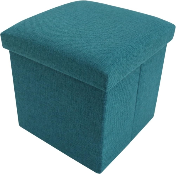 Rebecca Mobili Puff Würfelsitz faltbar, Ottomane mit Stauraum, Hellblau Türkis, Stoff – Maße: 29 x 31 x 31 cm (HxLxB) - Art. RE6172 Bild 5