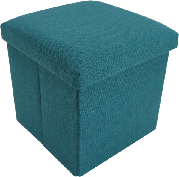 Rebecca Mobili Puff Würfelsitz faltbar, Ottomane mit Stauraum, Hellblau Türkis, Stoff – Maße: 29 x 31 x 31 cm (HxLxB) - Art. RE6172 Bild 4
