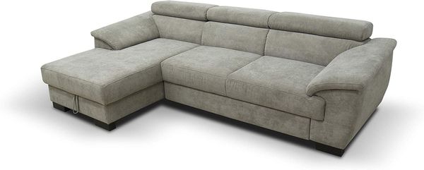 DOMO Collection David Sofa, Ecksofa mit Rückenfunktion, Eckcouch mit Schlaffunktion und Bettkasten (Staufach), 272x166 cm Funtkionssofa mit Federkern in beige-braun