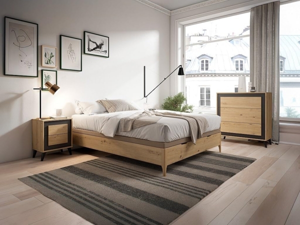 Vente-unique - Bettkasten 140x190 cm – Hell-Natur – VEONA von YSMÉE Bild 2