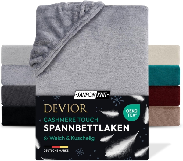 Devior Spannbettlaken Spannbetttuch Cashmere Touch Bettlaken Flausch Warm, Nicki, Gummizug: Rundumgummizug, Matratzen Bezug bis 22cm Matratzenhöhe Kuschelig Flauschig