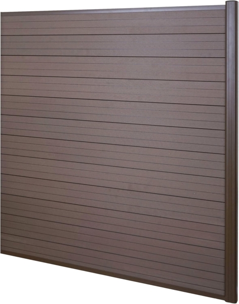 WPC-Sichtschutz Sarthe, Windschutz Zaun, Alu-Pfosten ~ Erweiterungselement, 1,85m braun