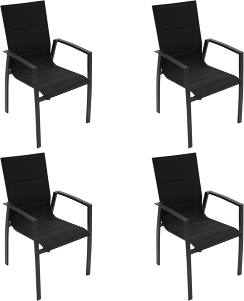 DEGAMO Gartenstuhl FARO (4 St), Alu anthrazit, Gewebe schwarz, wetterfest
