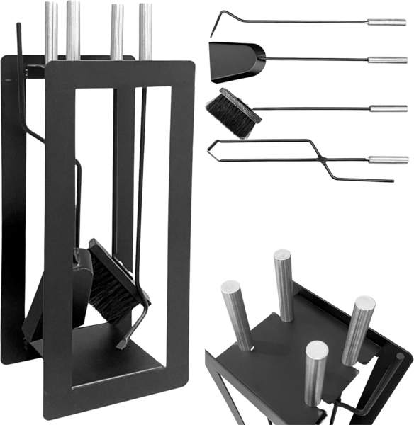 DanDiBo Kaminbesteck Modern Schwarz 5 Teilig Set 96572 Kaminset Kamingarnitur Ofenbesteck