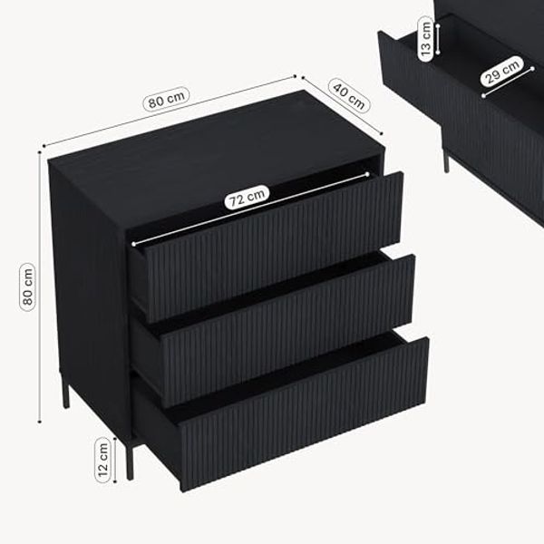 Kommode Nykapin 80x80x40 cm Schwarz [en. casa] Bild 2