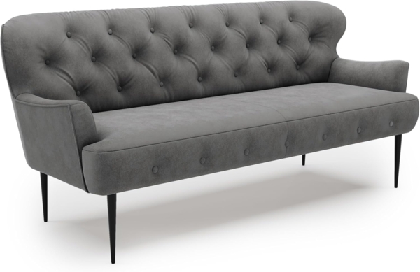 CAVADORE 3-Sitzer Küchensofa Amba, Trendige Sitzbank für Küche oder Esszimmer / 193 x 97 x 87 / Flachgewebe: Dunkelgrau