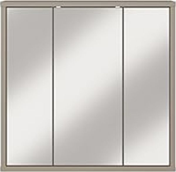 Badezimmerspiegelschrank >ALICE SPRINGS< in Taupe / Spiegel - 74,5x72x23,8cm (BxHxT)