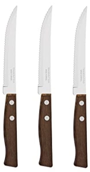 Tramontina Steakmesser Set TRADICIONAL, 3 Stück mit edlen Naturholz-Griffen, rostfreier Edelstahl