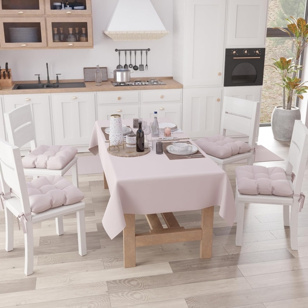 PETTI Artigiani Italiani - Rechteckige Tischdecke, Elegante Tischdecke, einfarbige Tischdecke aus Baumwolle, Küchentischdecke, rosa Tischdecke für 6 Plätze (140x180 cm), 100% Made in Italy Bild 4