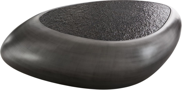 Couchtisch Sagana 120x80 cm Metallic Silber mit Reliefglas Grau